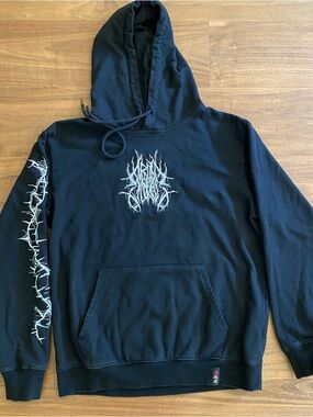 Ironyokai Hoodie Black Embroidered Graphic Size Medium Streetwear